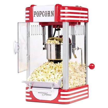 MAGNAVOX HOME, Popcorn Maker Machine Movie Theater/Cinema Style Popper with 2-Sided Serving Scoop. 2.5 Ounce, Red