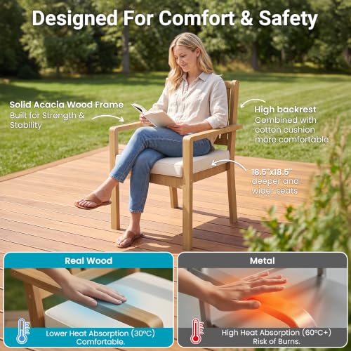 FansaFurn 5 Piece Acacia Outdoor Patio Table and Chairs Set for All-Weather