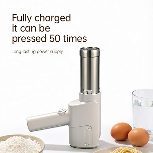 5-in-1 Cordless Electric Noodle Maker, Rechargeable Potato Ricer & Sausage Stuffer, 304 Stainless Steel Handheld Multifunctional Kitchen Tool Easy Clean for Homemade Pasta Baby Food