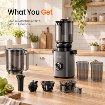 3-in-1 Cold Press Juicer 5.3", Filter-Free, Easy to Clean, Dishwasher Safe