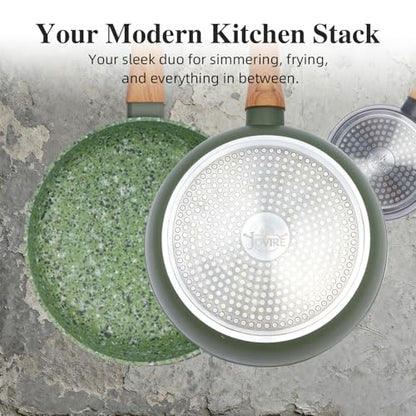 2-Piece Nonstick Cookware Set: 10.25" Egg Pan & 1.4QT Saucepan | 100% Non-Toxic (PFAS/PFOA Free), Dishwasher Safe | The Ultimate Space-Saver for Studio, Dorm & First Apartment