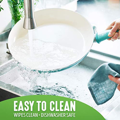 GreenLife Soft Grip Healthy Ceramic Nonstick 12 Piece Cookware Pots and Pans Set, PFAS-Free, Dishwasher Safe, Turquoise