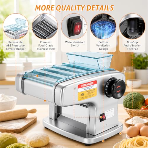 WICHEMI Electric Pasta Maker 4 IN1 Pasta Roller Noodle Pressing Machine