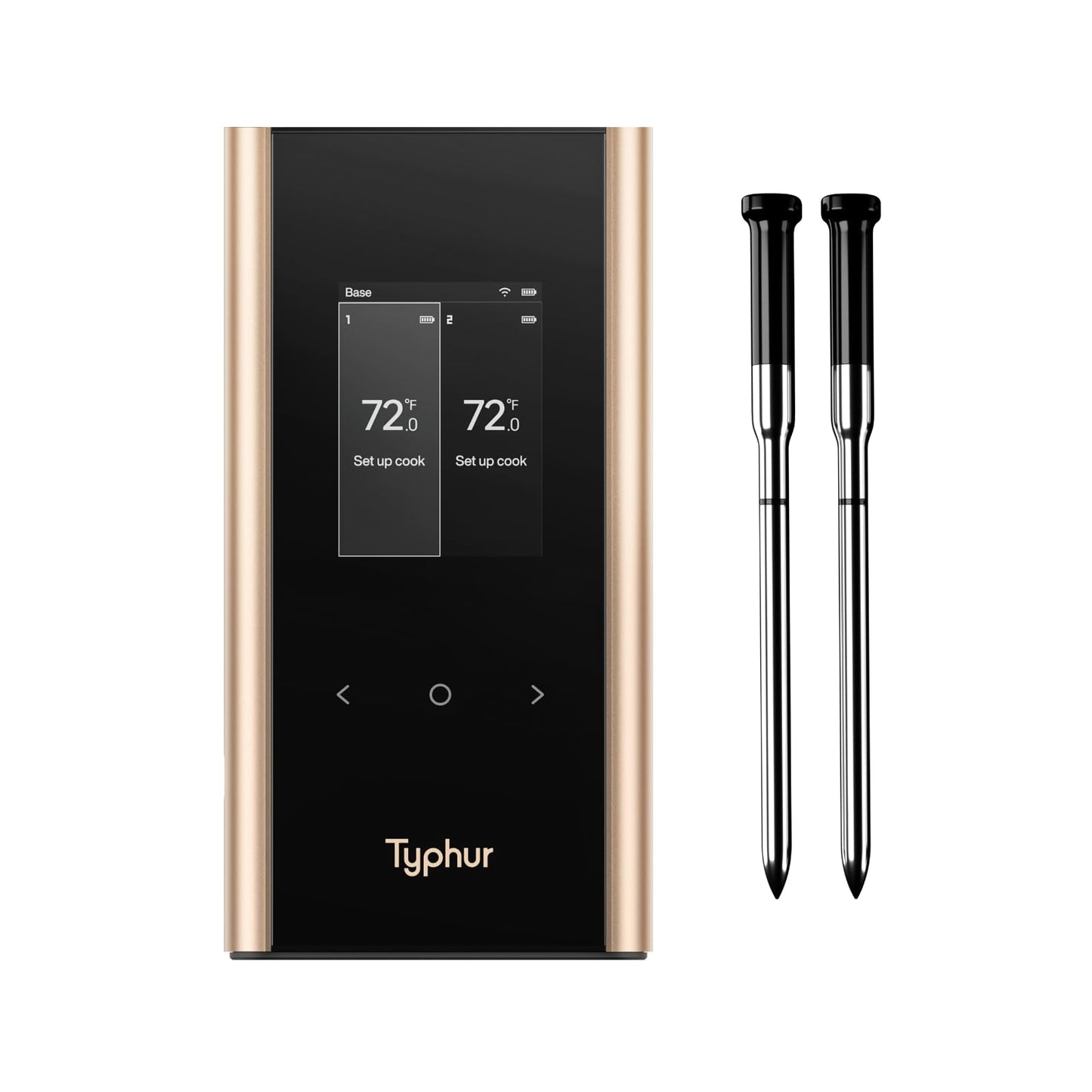 Typhur Sync Gold Wireless WiFi Meat Thermometer | Two Slim Probes | 10x Stronger Signal Than Bluetooth | Reliable Readings Through Kamado Grill, BBQ, Oven, Smoker | Easy-to-Use Base