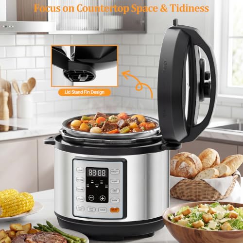 NEWBULIG 10-In-1 Electric Pressure Cooker, 3 Quart Multi Cooker for Rice, Stew and Steam, Small Programmable Stainless Steel Pot with Slow Cook Function and Ceramic Inner Pot