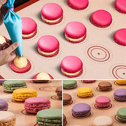 Macaron silicone baking mats - Macaroon Baking suppliers 1 Quarter Sheet + 2 Half Sheet Macaron Baking Mat,Macaron Baking Sheet,2 Piping Pastry Bag with Bag Tie,6 Piping Tips