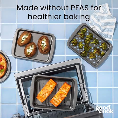 GoodCook Everyday Nonstick Toaster Oven 6-Piece Steel Bakeware Set, Gray