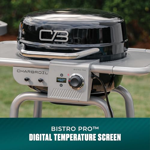 Charbroil 3-in-1 Dual Fuel Outdoor Bistro Pro Electric Grill & Griddle + Charcoal Mode BBQ, Black - 25302145