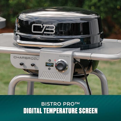 Charbroil 3-in-1 Dual Fuel Outdoor Bistro Pro Electric Grill & Griddle + Charcoal Mode BBQ, Black - 25302145