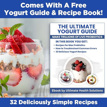 Ultimate Probiotic Yogurt Maker for Easy-to-Make Live Probiotics at Home with Adjustable Time & Temp Control, Best Kitchen Gift for Men & Women's Gut Health, UNLIMITED LIFETIME WARRANTY (8-Jar Model)