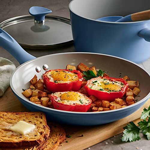 Tramontina Solara 14-Piece Ceramic Non Stick Cookware Set with Lids, Heavy-Gauge Aluminum Pots and Pans Kitchen Set with Nonstick Coating, Dishwasher and Oven Safe (Blue)