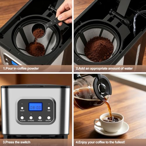 10-Cup Programmable Coffee Maker,Drip Coffee Machine for Home and Office