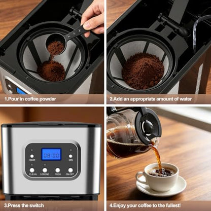 10-Cup Programmable Coffee Maker,Drip Coffee Machine for Home and Office