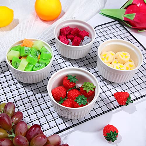 Xinnun 24 Pcs 4 oz Ramekins Creme Brulee Dishes Oven Safe Classic Porcelain Ramekins Set for Baking, Creme Brulee, Souffle, Appetizer, Custard, Pudding, Dipping Bowl, White