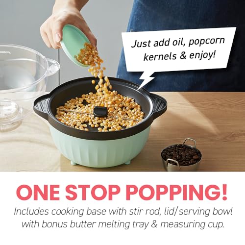 Elite Gourmet EPM145M 18 Cup Hot Oil Stirring Popcorn Popper, Mint
