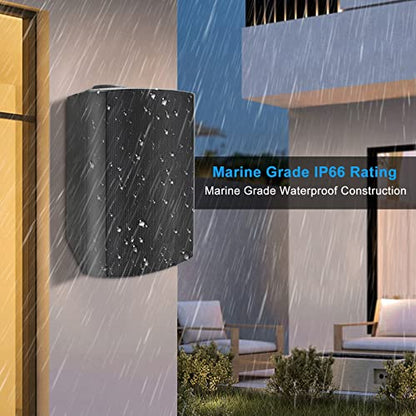Herdio 6.5 Inches Outdoor Speakers Wired Waterproof Passive,Wall Mount Speakers with 800 Watts Powerful Bass for Home Patio Garden Covered Deck,All-Weather Durability,Black(2 Pairs)