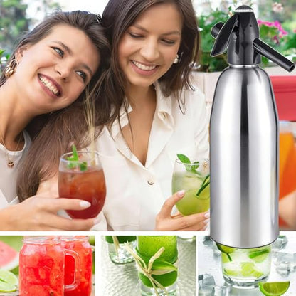Soda Siphon,1L Carbonated Soda Maker Sparkling Water Machine, Portable Soda Maker for Home & Outdoor, Aluminium Soda Water Machine for Cocktails DIY Drinks,Use 8 gram CO2 Cartridges (Not Included)