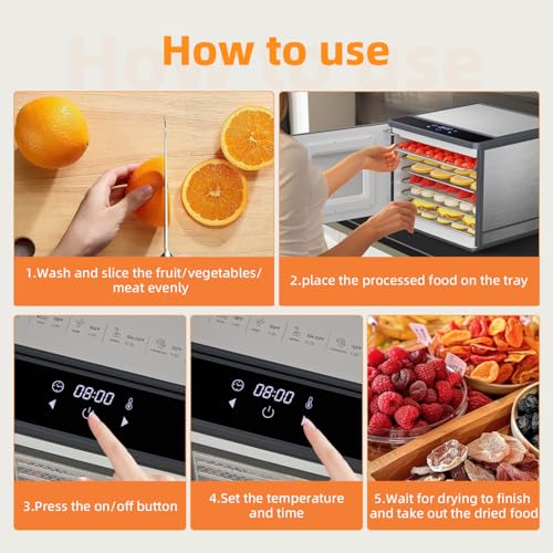 Food Dehydrator Machine for Jerky Beef: TINANA Stainless Steel Food Dryer for Meat - Digital Food Dehydrater for Fruit Herbs