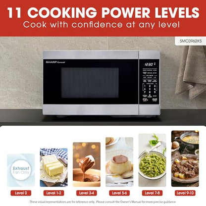 SHARP Countertop Microwave Oven with Removable 10.6" Carousel Turntable, 900 Watt, 0.9 Cubic Feet, Stainless Steel