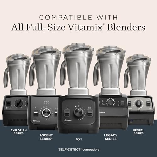 Vitamix 48-Ounce Stainless-Steel Blender Container with SELF-DETECT, Dishwasher-Safe, BPA-Free Clear Lid, Laser-Cut Stainless-Steel Blades, Compatible with All Full-Size Vitamix Blenders