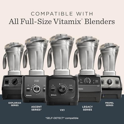 Vitamix 48-Ounce Stainless-Steel Blender Container with SELF-DETECT, Dishwasher-Safe, BPA-Free Clear Lid, Laser-Cut Stainless-Steel Blades, Compatible with All Full-Size Vitamix Blenders