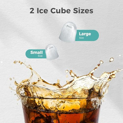 Portable Countertop Ice Maker Machine with Handle, 8 Bullet-Shaped Ice Cubes Ready in 6 Mins, 26Lbs/24H, Self-Cleaning Function with Ice Scoop and Basket for Home/Kitchen/Party (Grey)