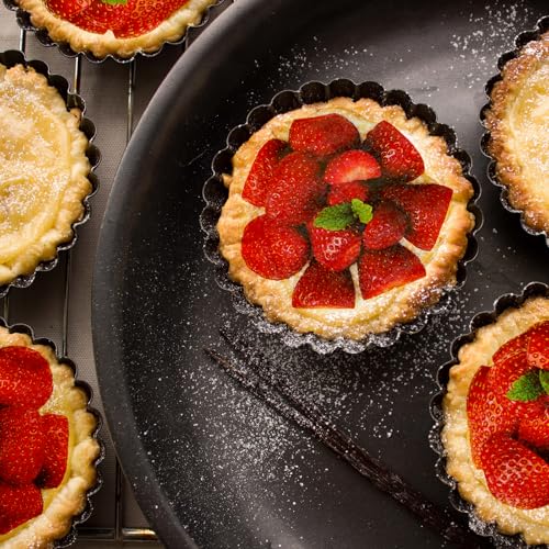 CFGUK 6 Pack Mini Tart Pans 4 Inch with Removable Bottom Round Non-stick Deep Quiche Pan, Heavy Duty Fluted Side for Pies, Egg Tart Molds for Baking, Mousse Cakes, Fruit and Desserts (4 Inch 6pcs)