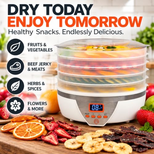 MasterChef Digital Food Dehydrator w 5 Large Trays and Temperature Controls