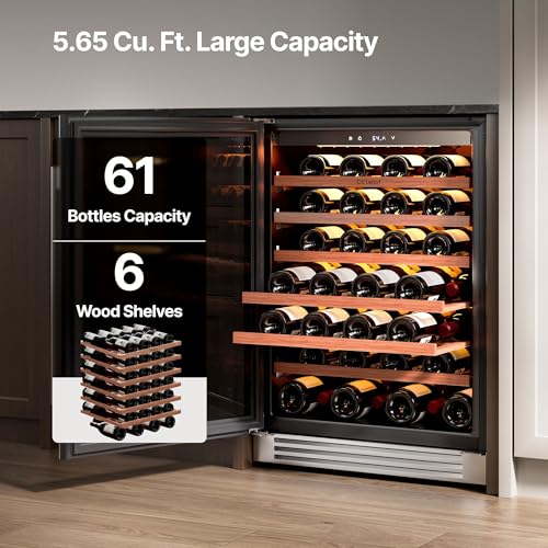 Ca'Lefort 24 Inch Wine Fridge，61 Bottle Built-in Freestanding Wine Cooler