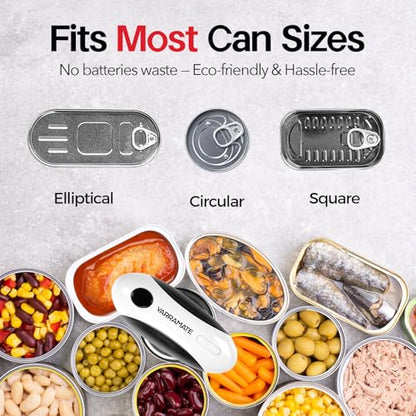 YARRAMATE Electric Can Opener, One Touch Rechargeable Automatic Can Openers for Kitchen Fits All Cans Sizes - Smooth Edge, Hands-Free for Seniors | With Storage Bag, Portable for Travel