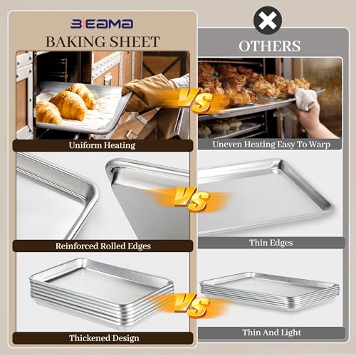BIEAMA 6 Pack Half Size Baking Sheet Pan Aluminum Commercial Pan for Oven Freezer Bakery Hotel Restaurant 18" × 13"