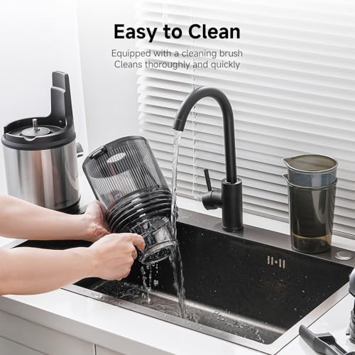 Cold Press Juicer Machine with 6" Extra-Wide Feed Chute,Triple Stainless Steel Filter,Quiet DC Motor,Easy to Clean,Slow Masticating Juicer High Juice Yield, Grey