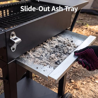 Outvita Charcoal Grill with 2 Side Tables, BBQ Grill with Lid & Chimney