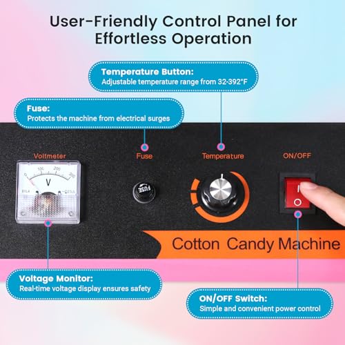 BLITZHOME Cotton Candy Machine, 1000W Electric Commercial Retro Candy Floss Maker with Sugar Scoop, Stainless Steel Bowl, Easy to Use/Clean, Perfect for Home, Party, Carnival, Kids Birthday, Festival