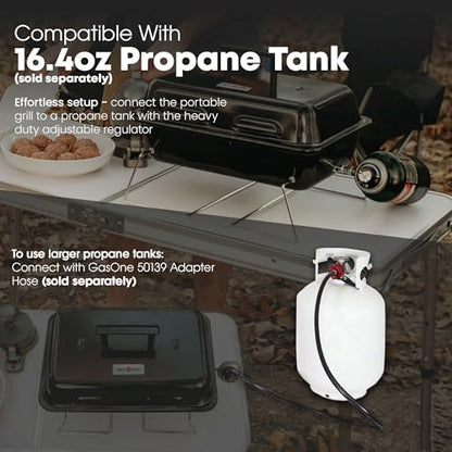 GasOne GPT-25 Propane Burner Gas Grill with Foldable Legs – Portable Grill Propane BBQ Grills with Adjustable Regulator – Heavy Duty Metal Construction – Easy to Assemble, Compact Foldable Design