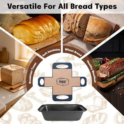 Foepoge Loaf Pan with Liners Set: 2-Pack Nonstick 9 x 5 Inch Bread Pan and Loaf Liners for Homemade Oven Baking - Rectangular Baking Tray for Kitchen Home Baker Make Sourdough Banana Sandwich Bread