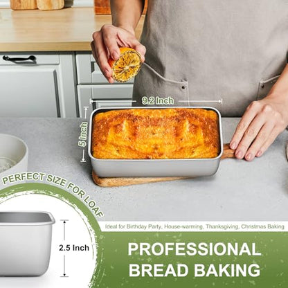 P&P CHEF Loaf Pan Set, 9 x 5 Inch Bread Pans, Stainless Steel Loaf Toast Baking Pans For Bread Meatloaf Lasagna Cake, Healthy & Non Toxic, Oven Safe& Easy Clean, (Silver, 1Pc)