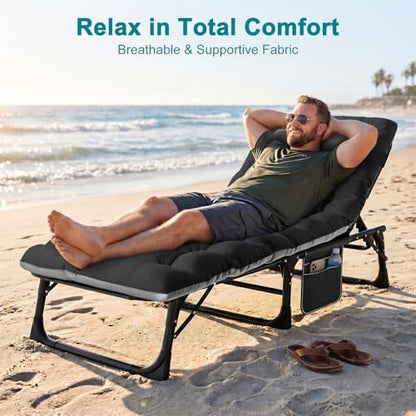 ABORON Tanning Chair, 5-Position Padded Folding Chaise Lounge