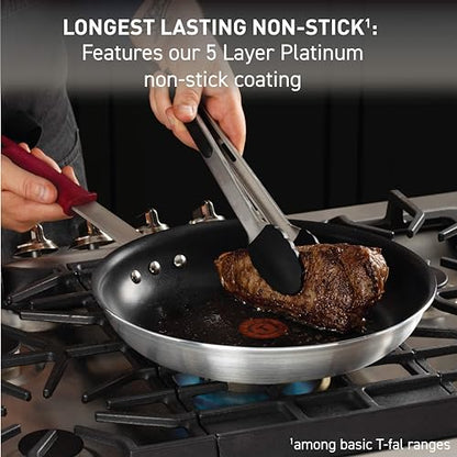 T-Fal Professional VX3 Brushed Nonstick Fry Pan with Stainless Steel Handle 10 Inch, Oven Broiler Safe 400F, Cookware, Pots and Pans, Frying Pan, Restaurant Grade, Certified by the NSF and CBA, Black