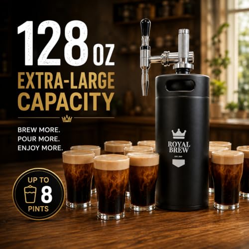 Royal Brew Nitro Cold Brew Coffee Maker, 128 oz Extra Large Home Keg Black