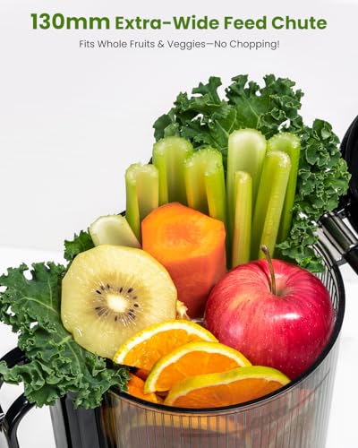 LINKChef Cold Press Juicer – 250W Juicer Machines, 5.12" Large Feed Chute for Whole Fruits & Vegetables, 60oz Slow Juicer Family Size, Easy to Clean | BPA-Free | Juice Recipes