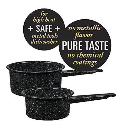 Granite Ware Non-Stick Saucepan Set with Steel Core, 1 & 2 Quart - Durable & Scratch-Resistant Pot for Soups and Sauces - Fast, Even Heating - Non-Toxic Cookware Essentials (Speckled Black)