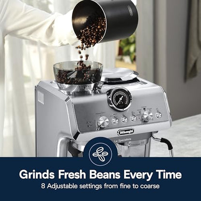 De'Longhi La Specialista Arte Evo Espresso Machine - Compact Cold Brew Coffee Maker with Grinder, Milk Steam Wand/Frother & Tamping Tools - Home Barista Kit for Lattes, Cappuccinos, Iced Coffee