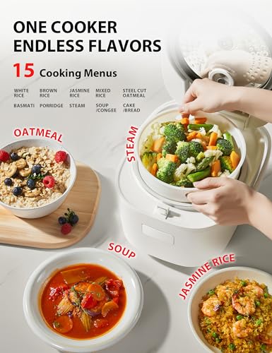 TOSHIBA OriginTaste Rice Cooker 5.5-Cup Uncooked, Fuzzy Logic, 15-in-1 Functions, Digital Display, Delay Timer, Keep Warm, Nonstick Inner Pot, White