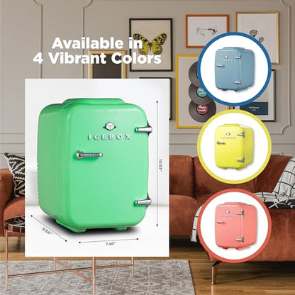 IceBox 4-Liter Mini Fridge Cooler/Warmer, IBMF4MNT, Mint Green
