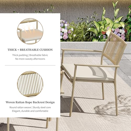 MEXSAKY 5-Piece Patio Table and Chairs Set, Rattan Outdoor Dining Set for 4