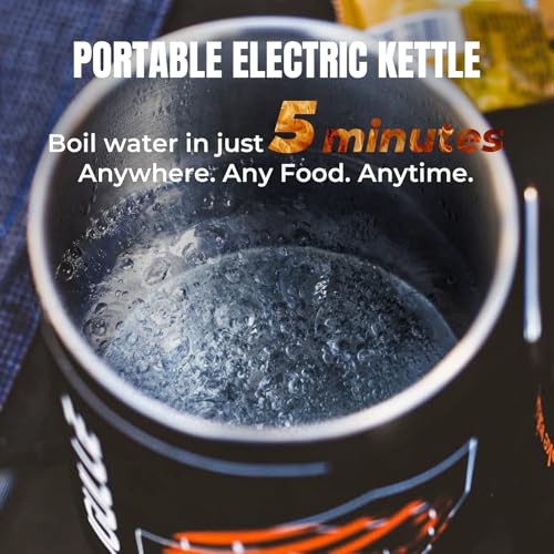 Stoke Voltaics Electric Kettle, 120V Portable Water Boiler for Coffee & Tea, 304 Stainless Steel Mini Tea Kettle, 500W Fast Boiling Water with Auto Shut-Off, Camping & Travel Essentials