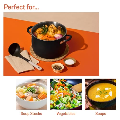 Meyer Stainless Steel Large Stockpot | 8 Quart Stock Pot | Induction Pot | Dishwasher Safe | Oven Safe | Matte Black with Silicone Handles | Accent Series Cookware | 24cm / 7.6L / 8 qt