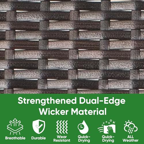 SAILARY Outdoor Wicker Patio Dining Chairs with Padded Cushions Set of 4: Porch Rattan Chairs Club Chairs with High Back and Deep Seating 350lbs, Brown