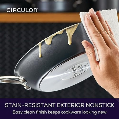 Circulon A1 Series with ScratchDefense Nonstick Induction Frying Pan Set, 6-Piece Cooking Pans Set, Induction Cookware, Graphite